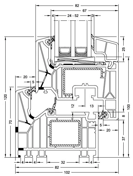 technische zeichnung von deutschland schuco living series pvc fenstersysteme